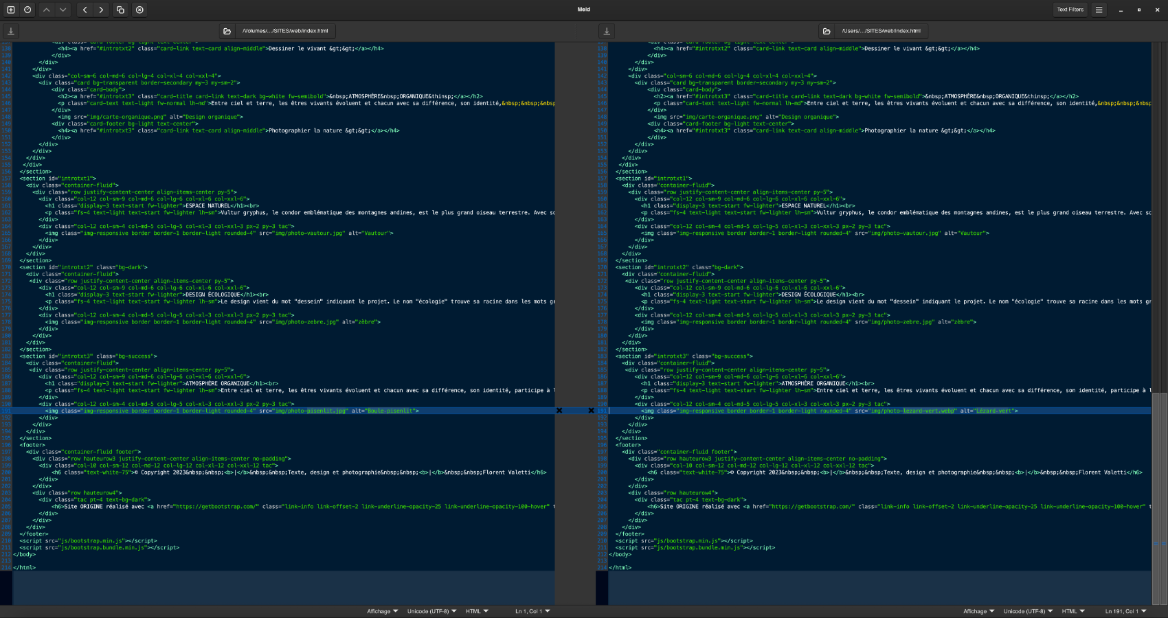 MELD comparateur de fichier open source macOS ou Linux